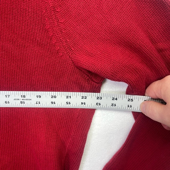 L.L. Bean 100% Cotton Vintage Vneck Mr Rodgers Sweater Mens L Dk Red 1630 - Picture 4 of 7